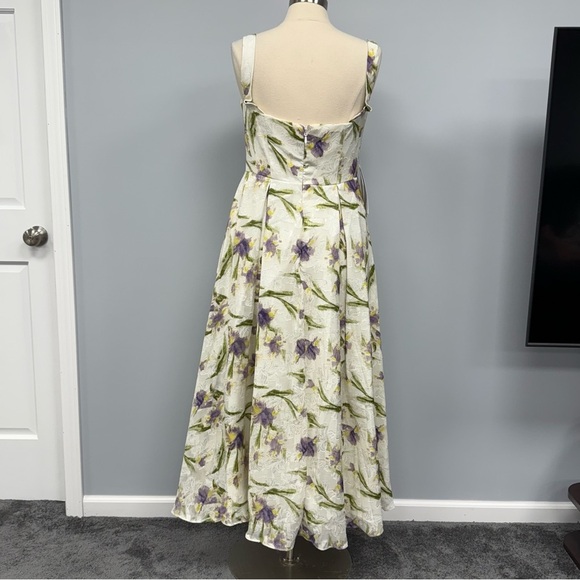 NWT Azazie Atelier Alexie Tulip Print Maxi Dress 12 White Iris Floral Dance Prom - Picture 11 of 16